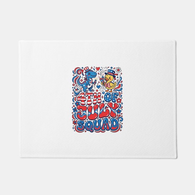 Patriotic Kawaii Dinosaur Best Step-dad Ever Step- Doormat (Front)