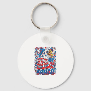 Patriotic Kawaii Dinosaur Best Step-dad Ever Step- Key Ring
