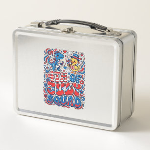 Patriotic Kawaii Dinosaur Best Step-dad Ever Step- Metal Lunch Box