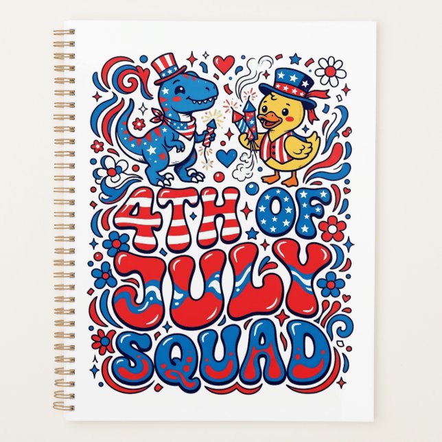 Patriotic Kawaii Dinosaur Best Step-dad Ever Step- Planner (Front)