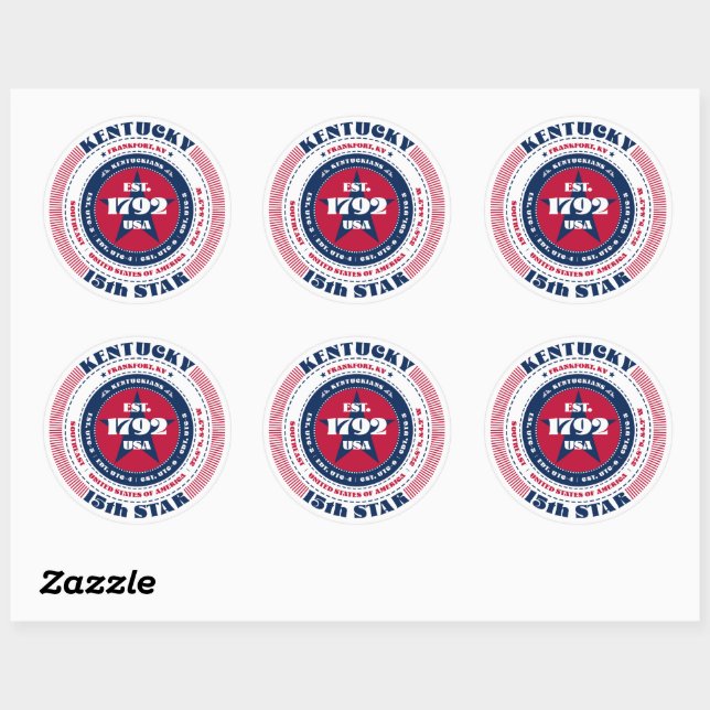 Patriotic Kentucky Circle Design Sticker (Sheet)