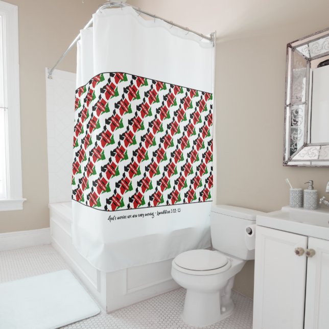 Patriotic KENYA FLAG Customisable Scripture Shower Curtain (In Situ)