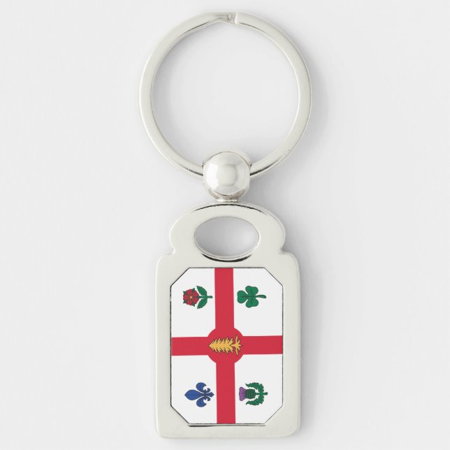 Patriotic keychain with Flag of Montreal, Canada (Front)