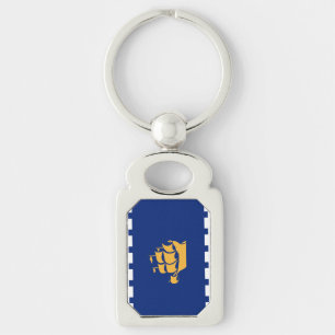 Patriotic keychain with Flag of Quebec City
