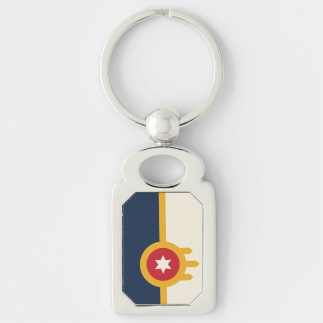 Patriotic keychain with Flag of Tulsa City (Front)