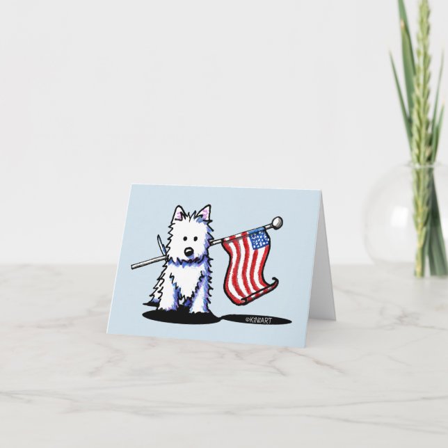 Patriotic KiniArt Westie USA Flag Card (Front)