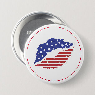 Patriotic Kiss Button Pin