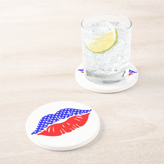 Patriotic Kiss Drink Coaster (Side)