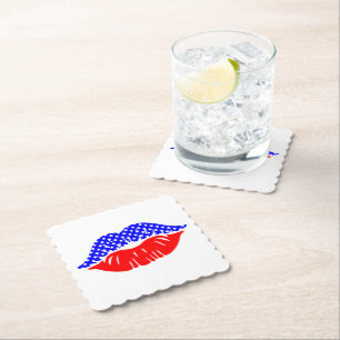 Patriotic Kiss Paper Drink Coaster