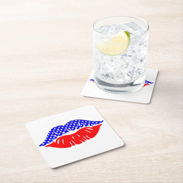 Patriotic Kiss Paper Drink Coaster (Insitu)