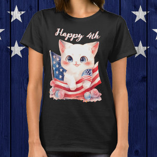 Patriotic Kitten 4th of July Happy 4th Custom T-Shirt