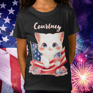 Patriotic Kitten 4th of July Personalised T-Shirt