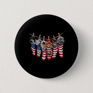 Patriotic Kittens In Aamerican Flag Socks Funny 6 Cm Round Badge