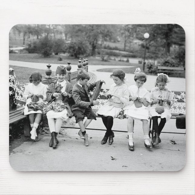 Patriotic Knitting Bee, early 1900s Mouse Mat (Front)