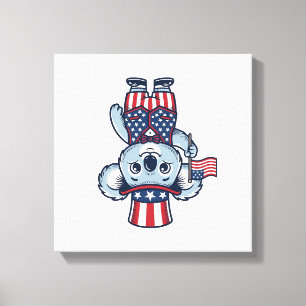 Patriotic Koala Vector Vintage Shirt Design_1 Canvas Print