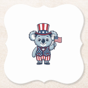 Patriotic Koala Vector Vintage Shirt Design_1 Paper Coaster