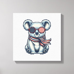 Patriotic Koala Vintage Engraving Shirt Design_1 Canvas Print