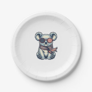 Patriotic Koala Vintage Engraving Shirt Design_1 Paper Plate