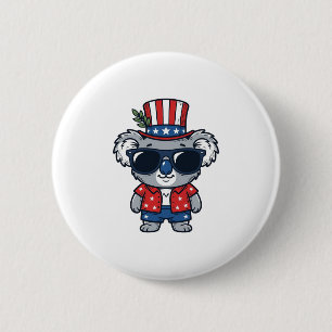 Patriotic Koala Vintage Style Vector Art_1 6 Cm Round Badge
