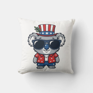 Patriotic Koala Vintage Style Vector Art_1 Cushion