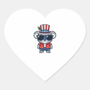 Patriotic Koala Vintage Style Vector Art_1 Heart Sticker