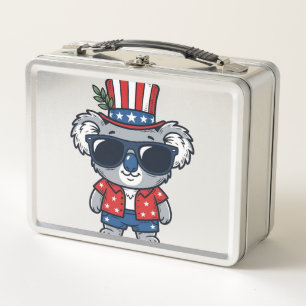 Patriotic Koala Vintage Style Vector Art_1 Metal Lunch Box