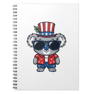 Patriotic Koala Vintage Style Vector Art_1 Notebook