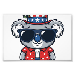Patriotic Koala Vintage Style Vector Art_1 Photo Print