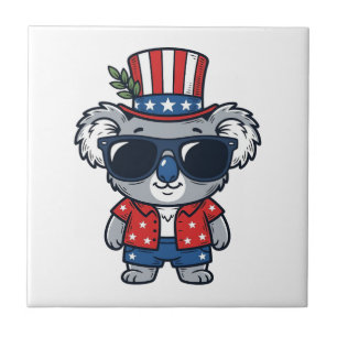 Patriotic Koala Vintage Style Vector Art_1 Tile
