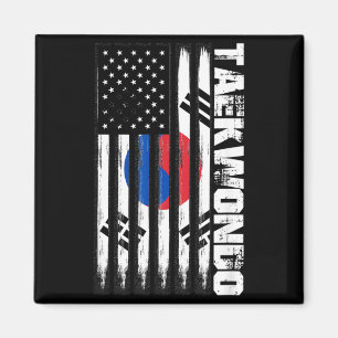 Patriotic Korean American Gift Taekwondo Magnet