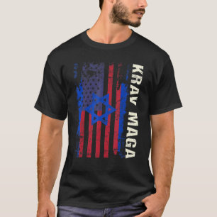 Patriotic Krav Maga Us Flag  Israeli Self Defence  T-Shirt
