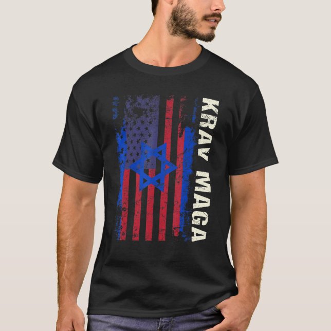 Patriotic Krav Maga Us Flag  Israeli Self Defence  T-Shirt (Front)