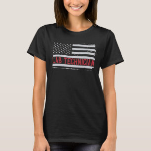 Patriotic Lab Technician USA Flag Analyst Chemist T-Shirt