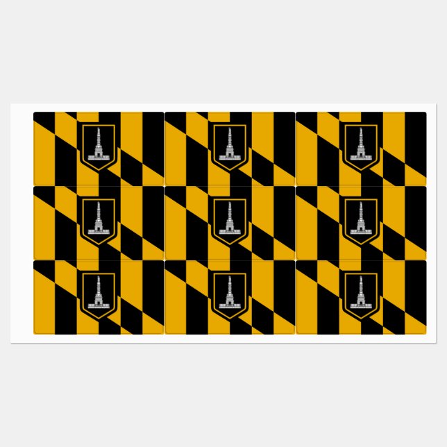 Patriotic labels with flag of Baltimore City (Sheet)