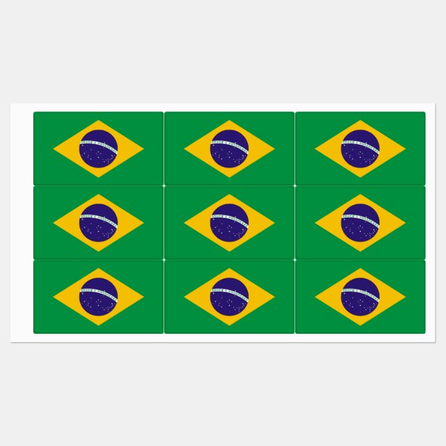 Patriotic labels with flag of Brazil (Sheet)