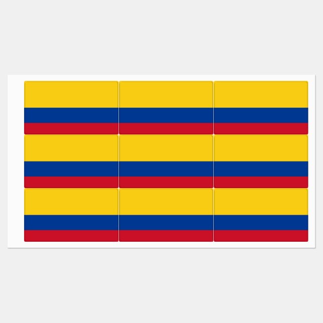 Patriotic labels with flag of Colombia (Sheet)