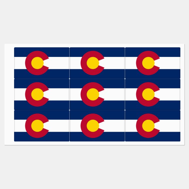 Patriotic labels with flag of Colorado State (Sheet)