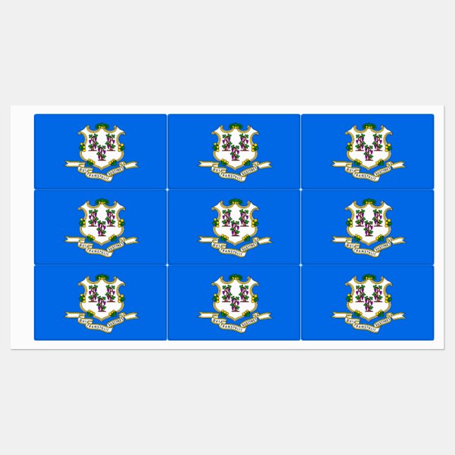 Patriotic labels with flag of Connecticut State (Sheet)