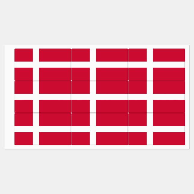 Patriotic labels with flag of Denmark (Sheet)