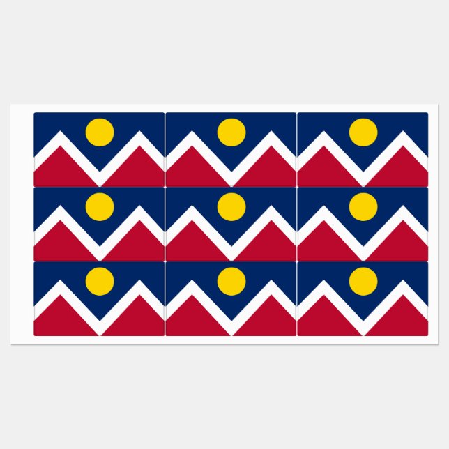 Patriotic labels with flag of Denver City (Sheet)