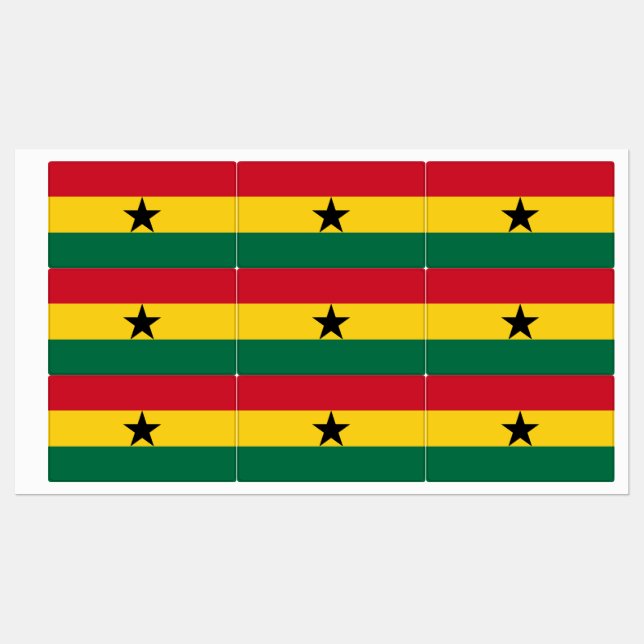 Patriotic labels with flag of Ghana (Sheet)
