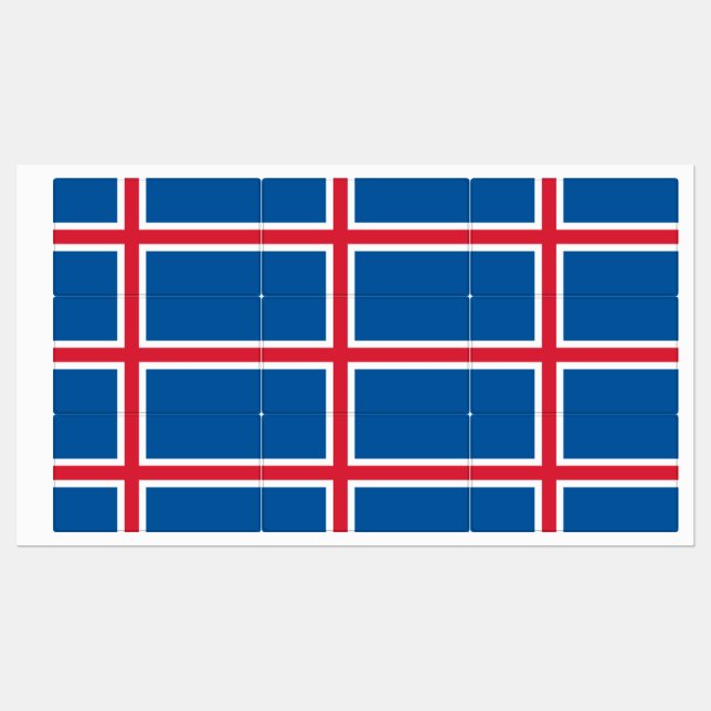 Patriotic labels with flag of Iceland (Sheet)