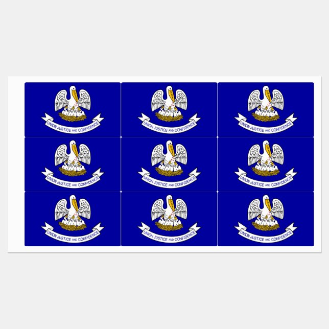 Patriotic labels with flag of Louisiana State (Sheet)