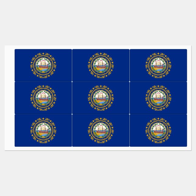Patriotic labels with flag of New Hampshire State (Sheet)