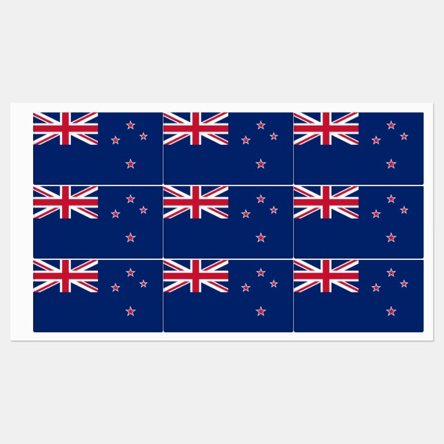 Patriotic labels with flag of New Zealand (Sheet)