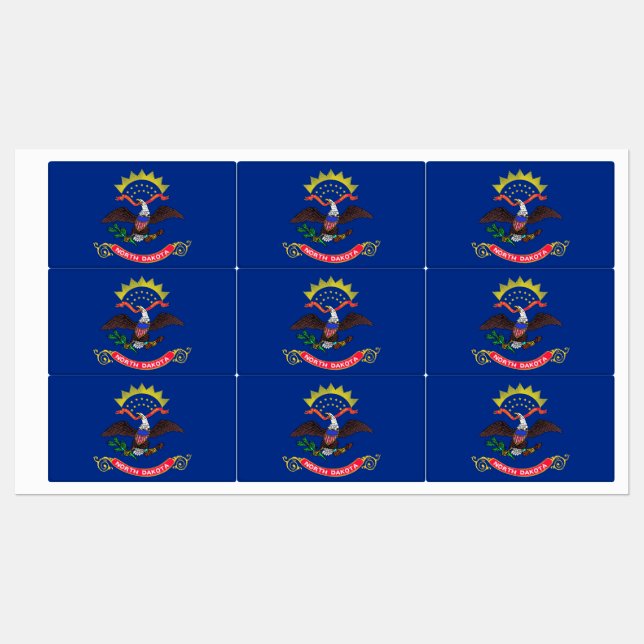 Patriotic labels with flag of North Dakota State (Sheet)