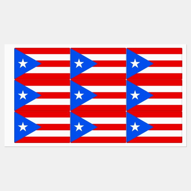 Patriotic labels with flag of Puerto Rico (Sheet)