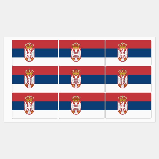 Patriotic labels with flag of Serbia (Sheet)