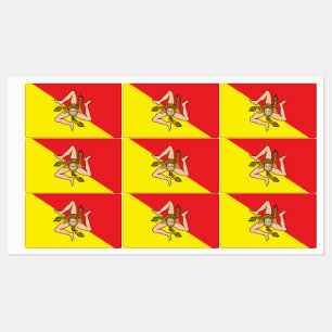 Patriotic labels with flag of Sicily, Italy