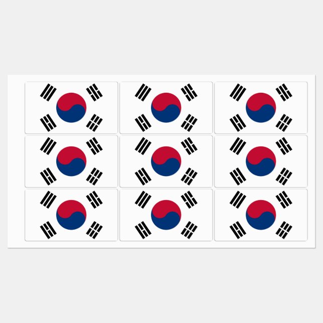 Patriotic labels with flag of South Korea (Sheet)